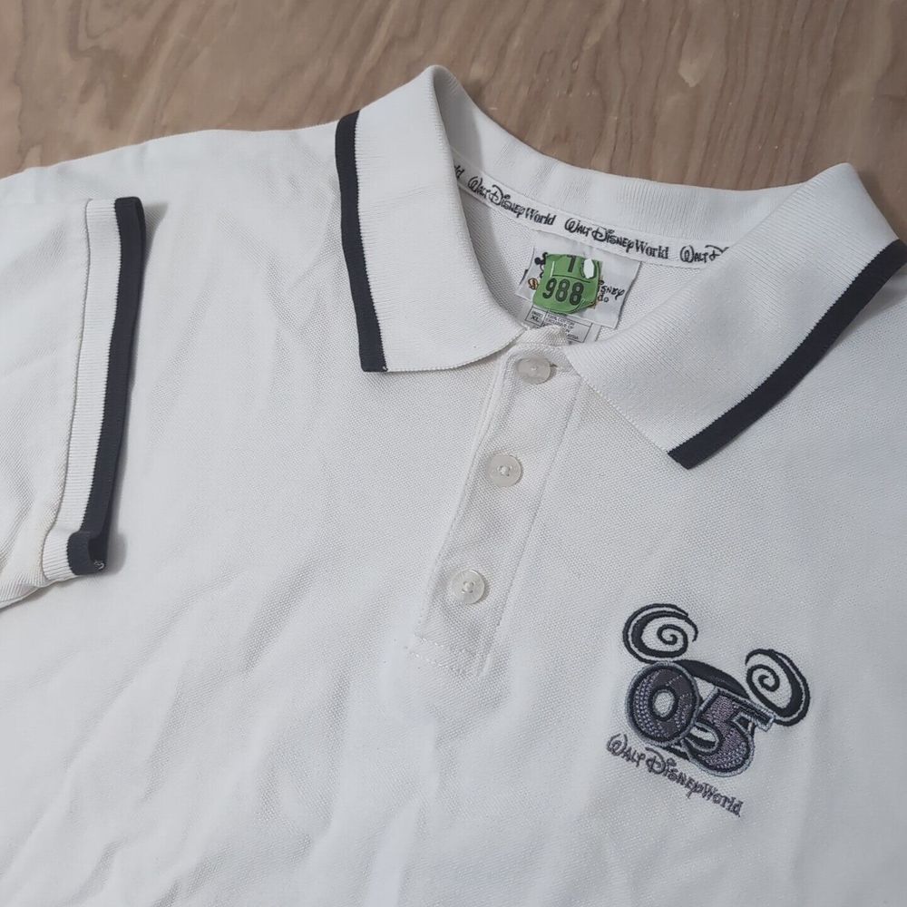 Walt Disney World Mickey Mouse Polo Shirt Mens XL - White 100% Cotton 2005